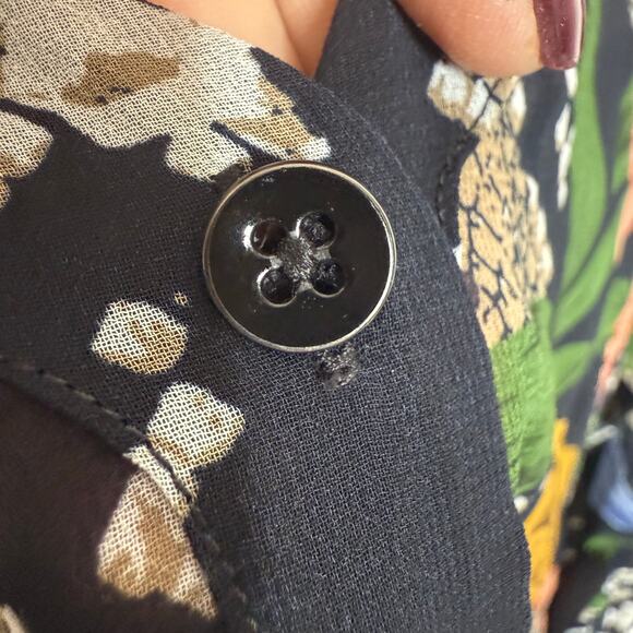 CABI 3762 Womens LARGE Snake Charmer Sheer Dark Floral Blouse Top Balloon Sleeve - Picture 8 of 16